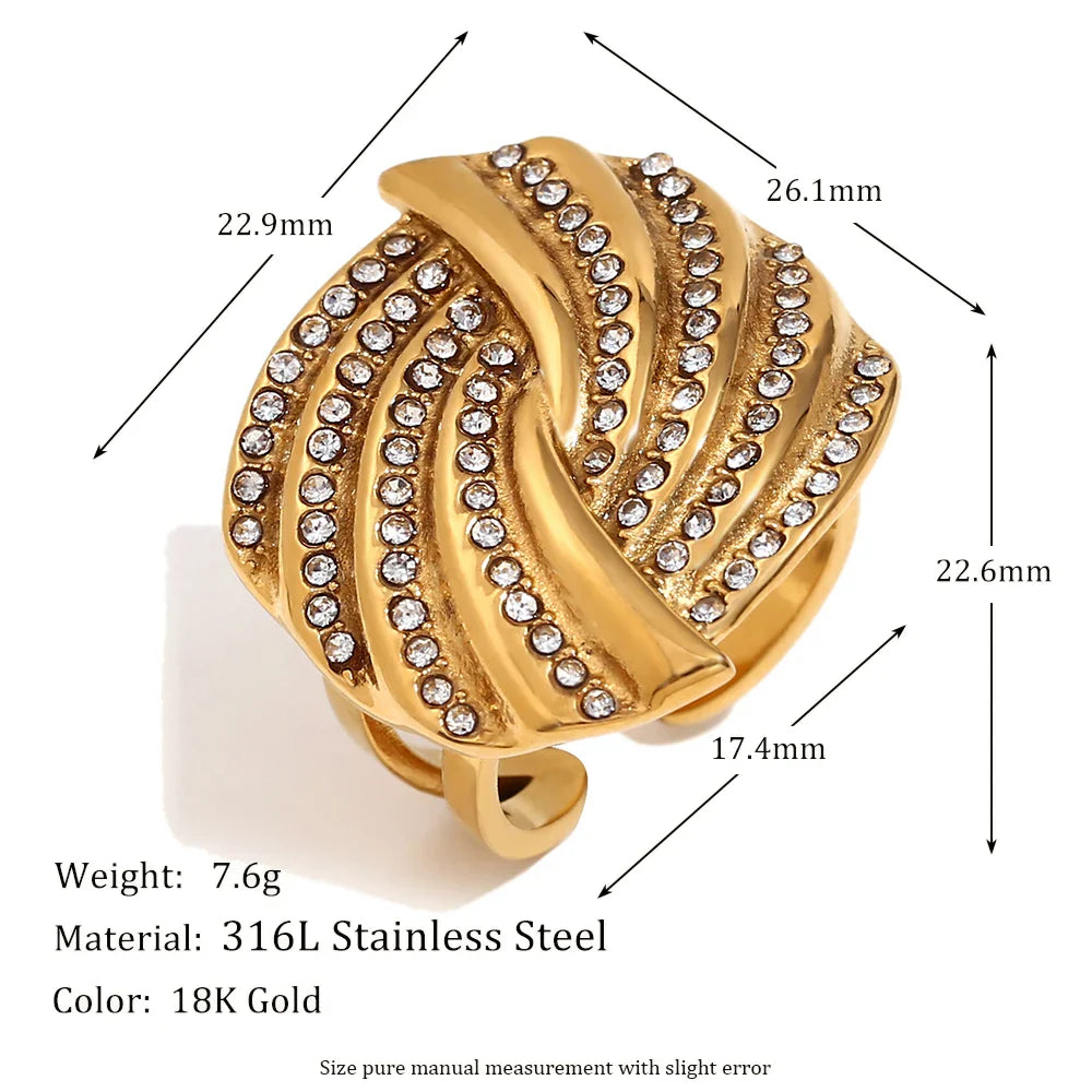 Conjunto de Joias de Luxo com Strass Banhado a Ouro 18K Compori