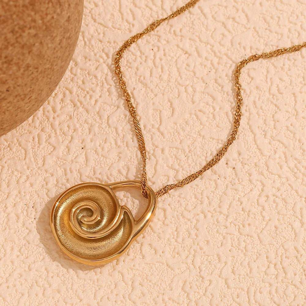 Colar Espiral Dourado em Aço Inoxidável 18K Compori