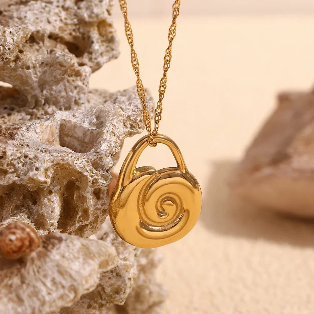 Colar Espiral Dourado em Aço Inoxidável 18K Compori