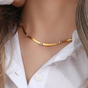 Colar Choker de Aço Inoxidável com Zircônia Compori