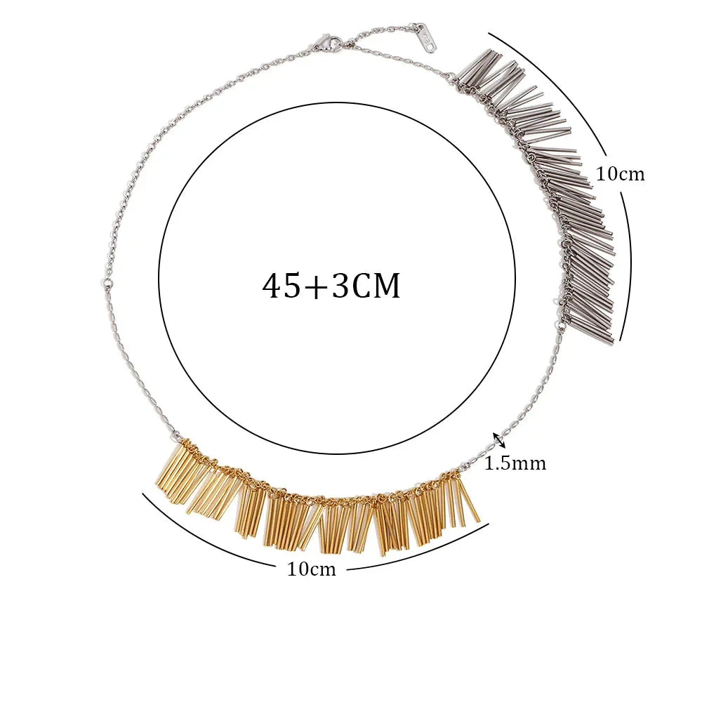 Colar Elegante Dois Tons com Borlas em Zircônia Compori