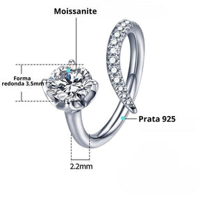 Anel Moissanite Espiral Ajustavel Compori